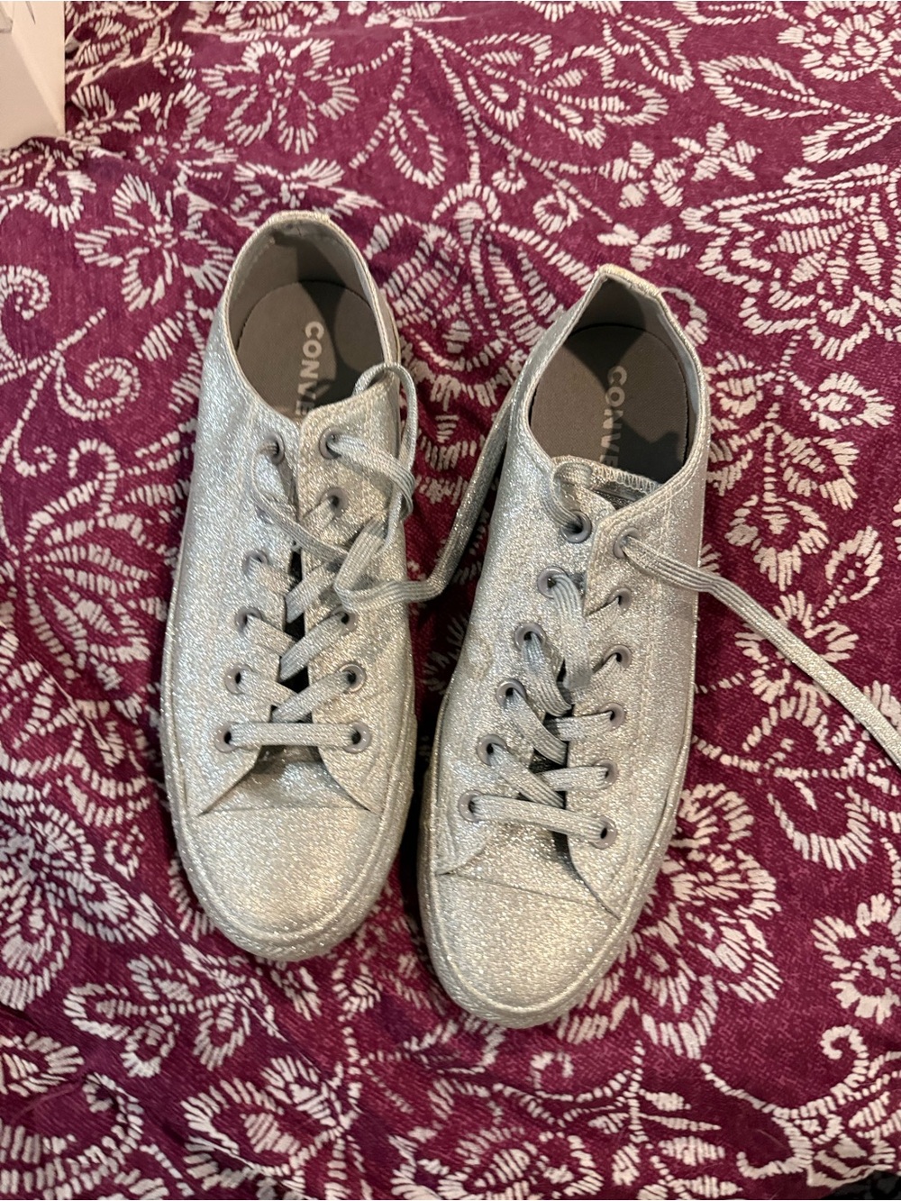 Converse Silver Glitter Low-Top Sneakers